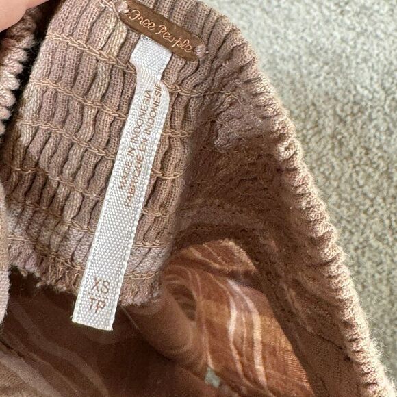 Free People Life Like This Midi Dress Womens XS Natural Plaid Strapless Tie Back - Picture 16 of 16